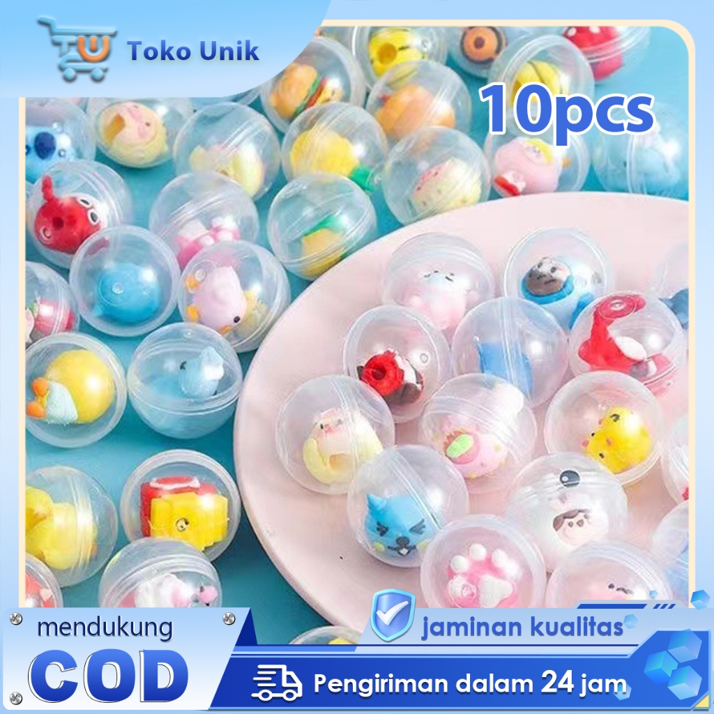 Bola Kosong Gacha 10pcs Kapsul Kosong Gashapon Plastik Bola Gacha Transparan Kapsul Gacha