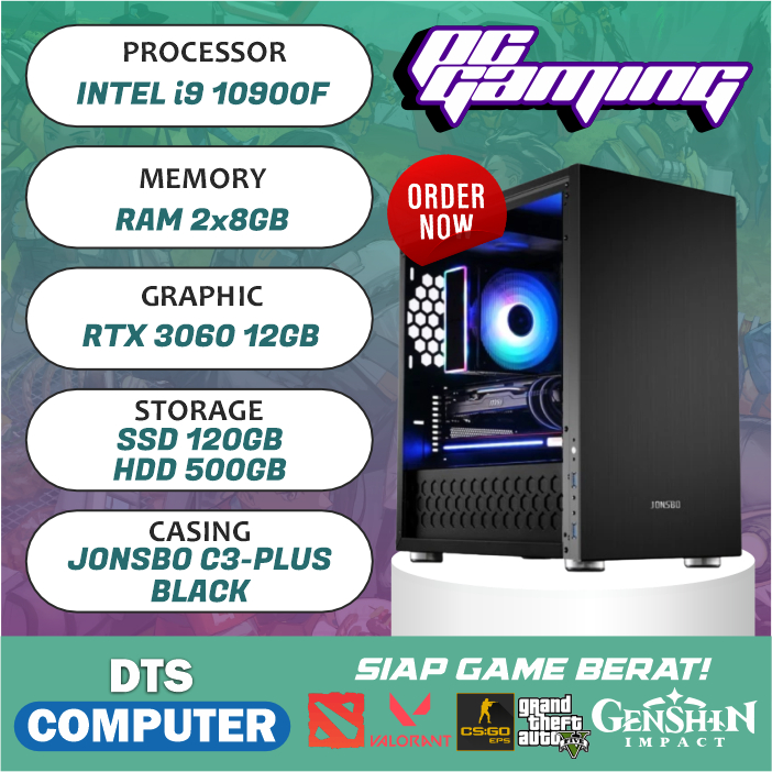 Pc High End | i9 10900F | RTX 3060 12GB | 16GB RAM | SSD 120GB + HDD 500GB | Siap Render