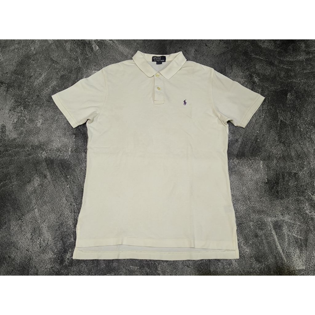 Polo Shirt by Polo Ralph Lauren White Purple Logo size L