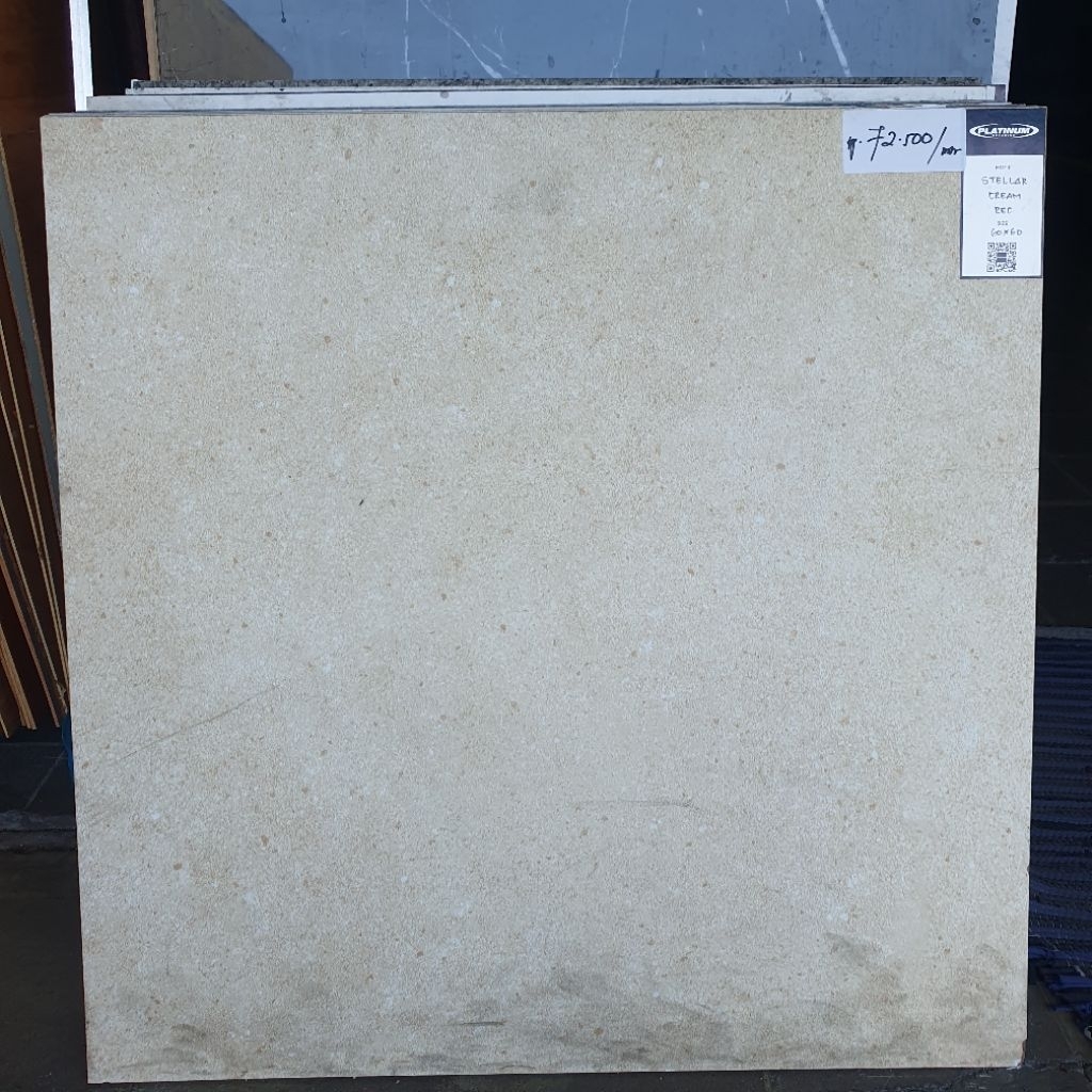 keramik lantai kamar mandi garasi teras balkon ruang tamu kamar rumah PLATINUM 60x60 Stellar cream m