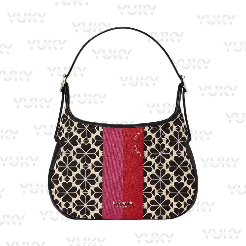 Tas Wanita Branded KAT* SPA*E KS Spade Flower Jacquard Stripe Small Hobo 100% Original