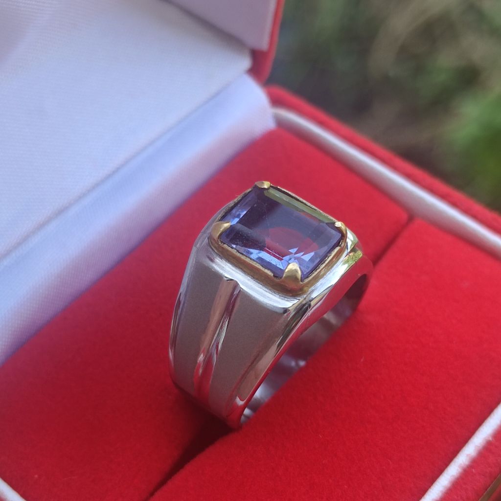 cincin natural colour change fluorite ring monel size 8.5