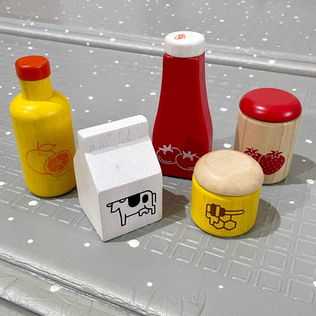 PRELOVED PlanToys Food & Beverage Set | Mainan Edukasi Anak Bayi Baby Balita Batita Makanan Kayu Woo