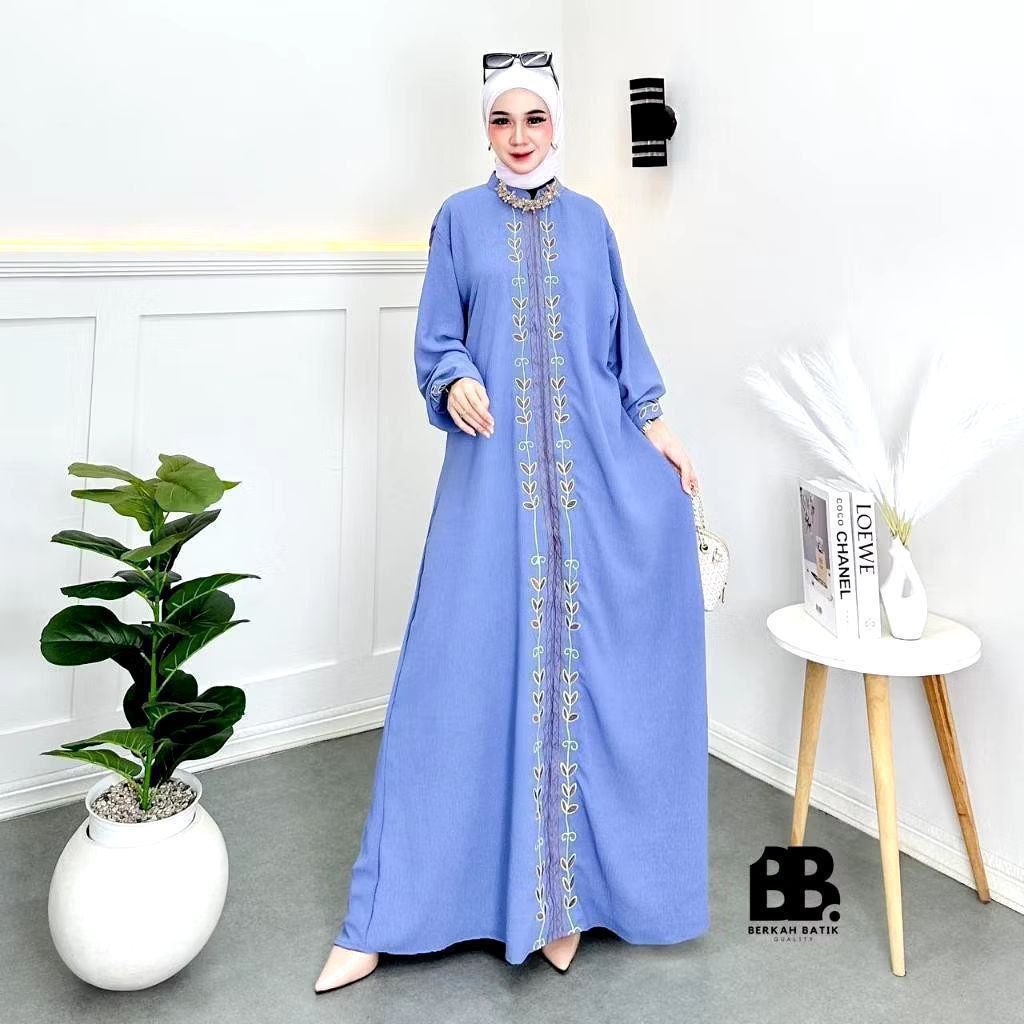 Yura Dress Bordir // Gamis Bordir Crinkle Premium // Gamis Lebaran Wanita 2024 Terbaru // Dress Bord