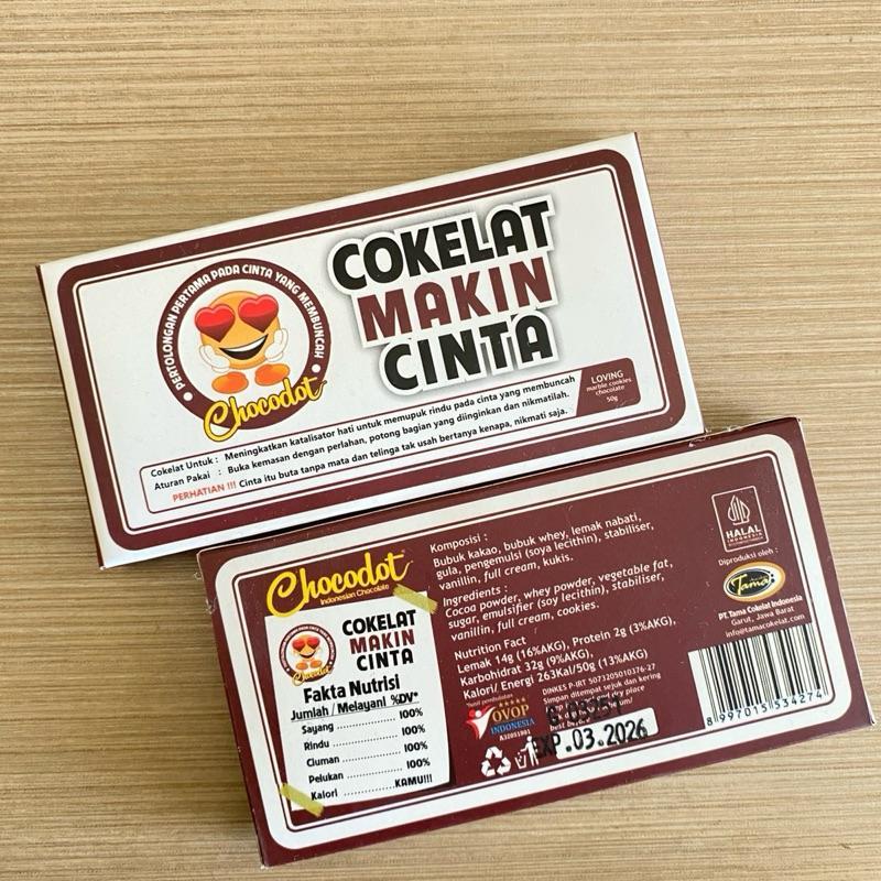 Cokelat Makin Cinta Asli Cokelat Isi Dodol 50gr Original Chocodot Khas Garut