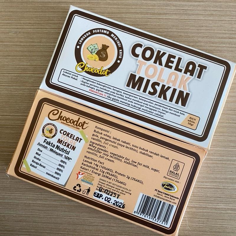 Cokelat Tolak Miskin Asli Cokelat Isi Dodol 50gr Original Chocodot Khas Garut