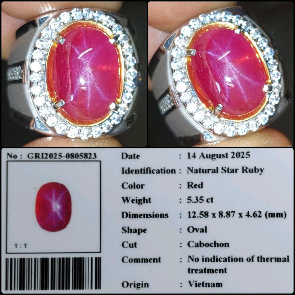 Natural Red Star Ruby NH Vietnam Rare Gems Batu Permata Merah Rubi Langka Asli Garansi