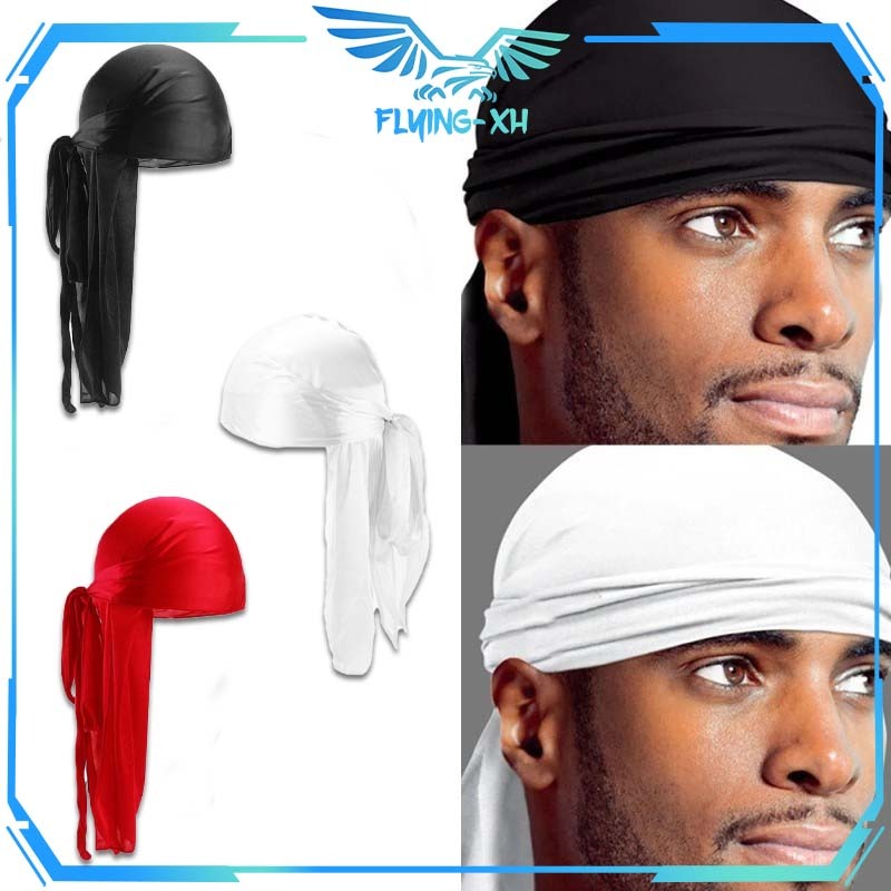 Durag Hip Hop Ikat Kepala Penutup Durag Kepala Panjang Durag Bandana Hip Hop Pirate Hat Silk Durag I