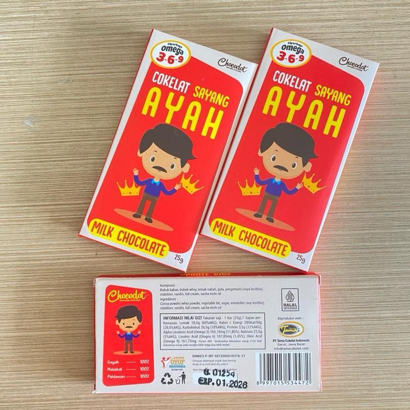 Cokelat Sayang Ayah Asli Cokelat Susu 25gr Original Chocodot Khas Garut