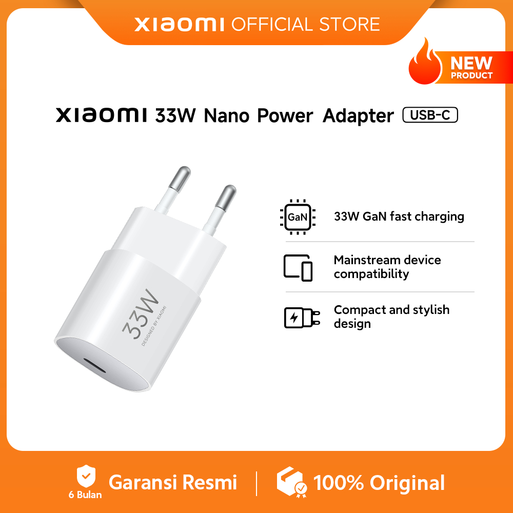 Xiaomi 33W Nano Power Adapter (USB-C) | 33W GaN fast charging | Mainstream device compatibility | Co