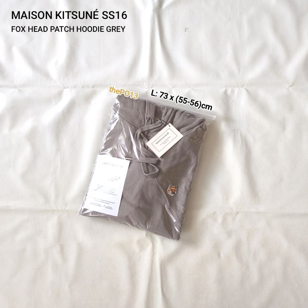 MAISON KITSUNE FOX HEAD PATCH HOODIE GREY VINTAGE SS16 AUTHENTIC 100% BNWT