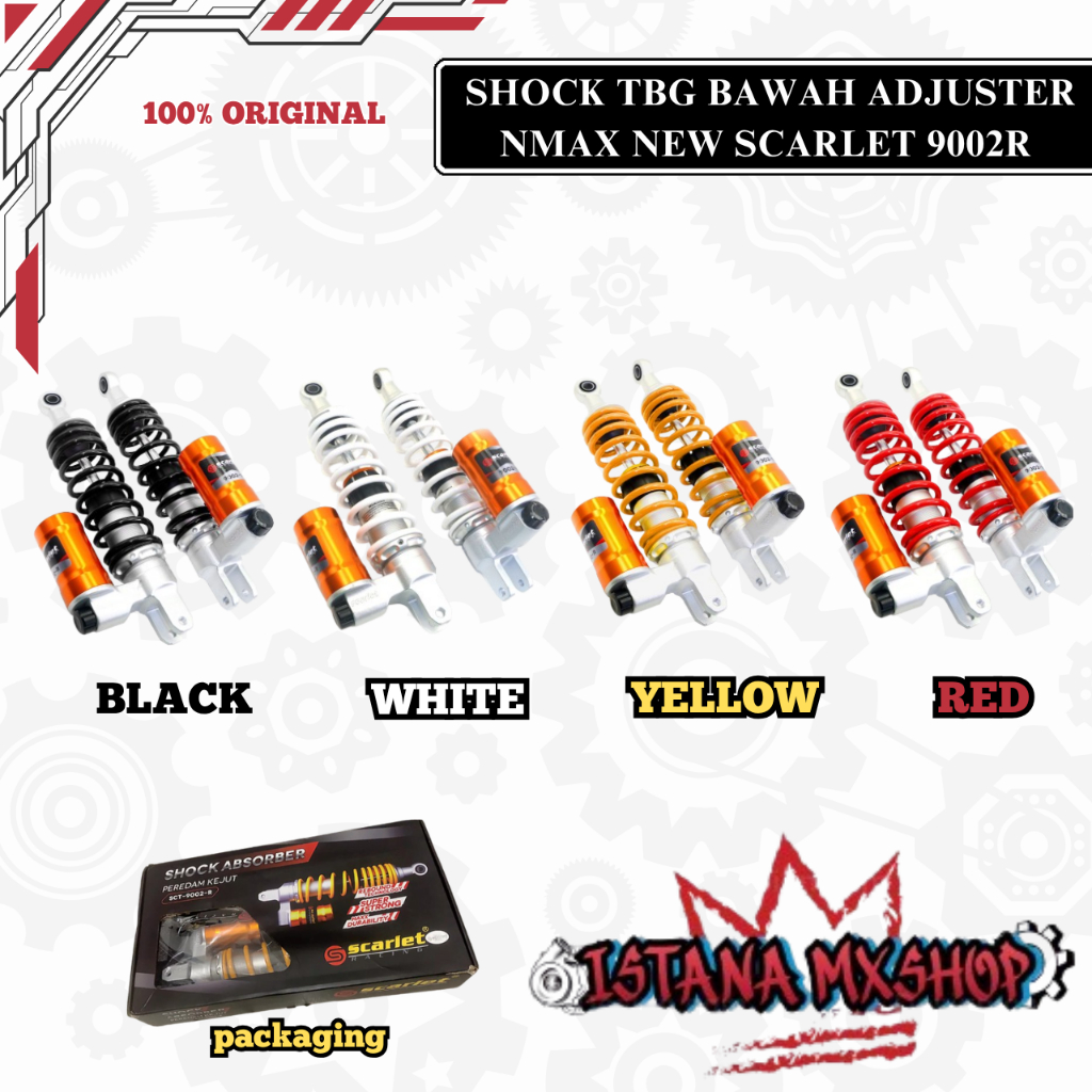 Shock Breaker Tabung Bawah Adjuster 9002R { N - Max New } [ Click Fungsi ] " Scarlet Racing "