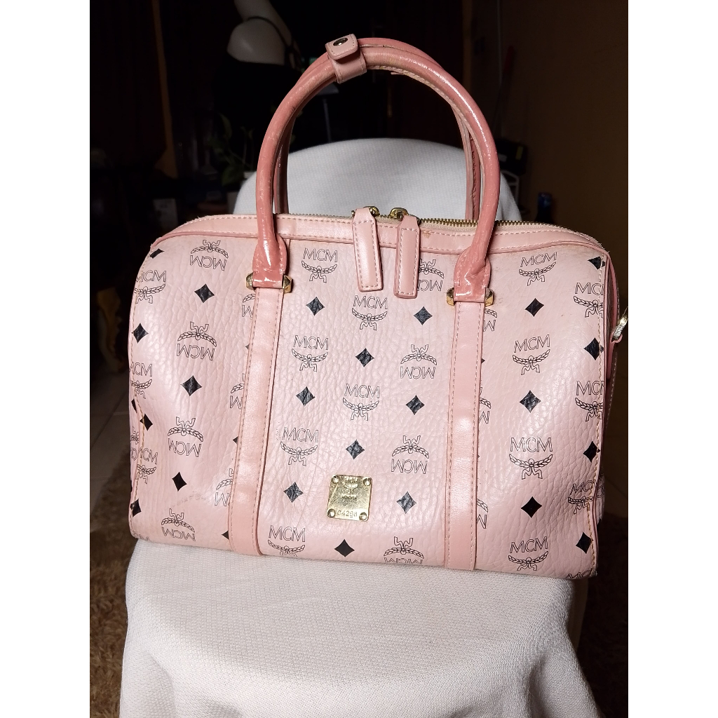 Tas Jinjing Handbag Wanita Pink Model Boston Kanvas Preloved