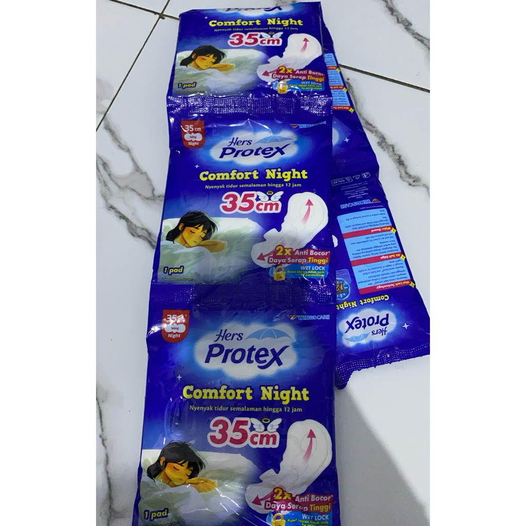 10 pad Pembalut Malam Hers Protex Renteng - Nyaman Malam Hari