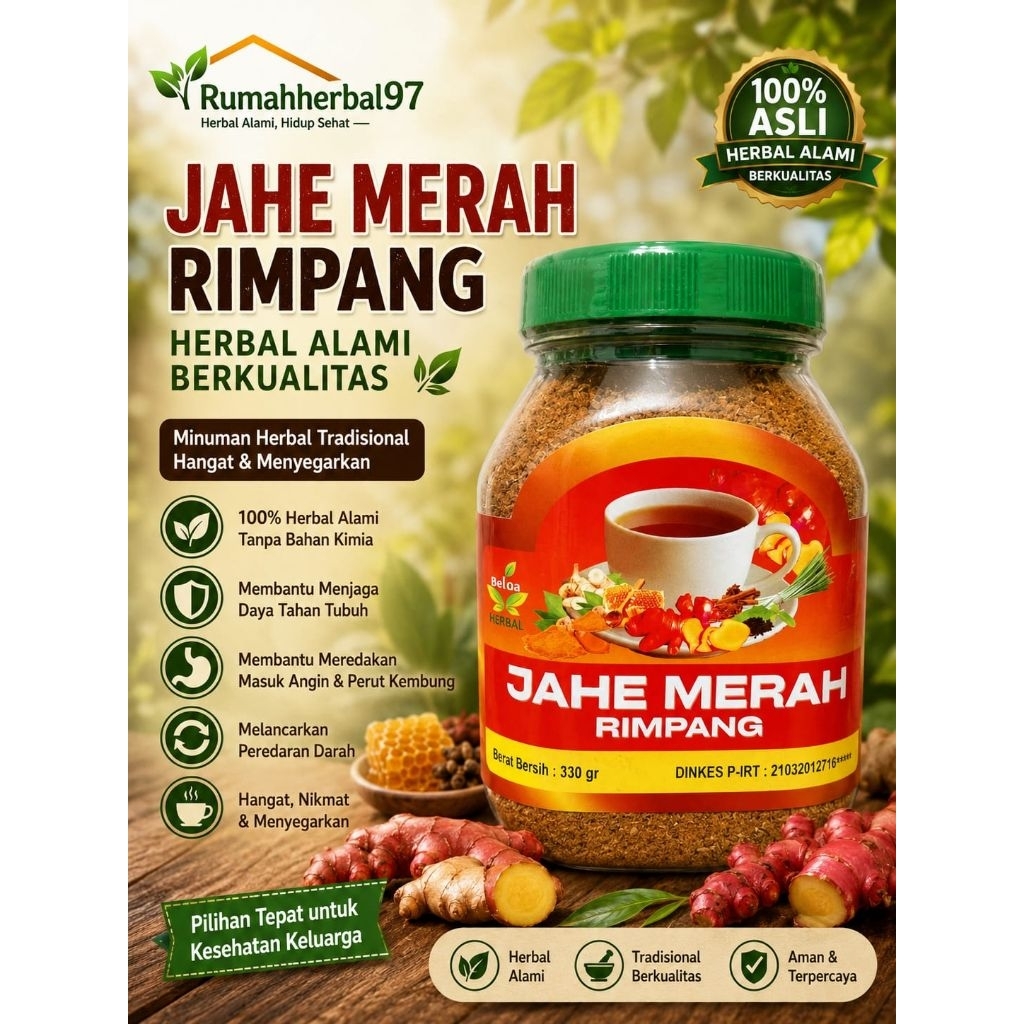 Jahe merah rimpang minuman kesehatan
