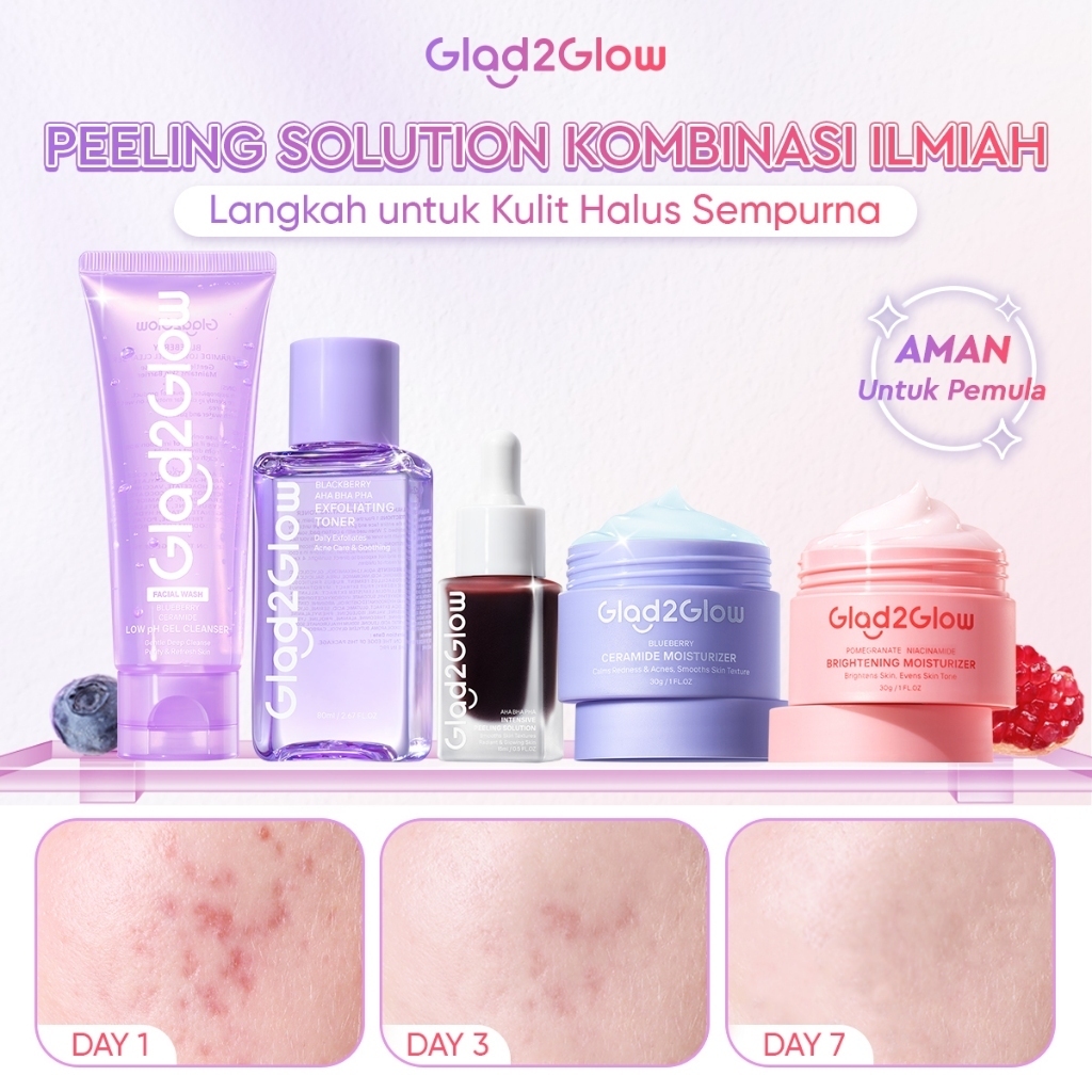 [Set Eksfoliasi]Glad2Glow Kulit Halus Bundle all in 1 - 2/3/4/5 PCS eksfoliasi wajah Skincare Set-Pu