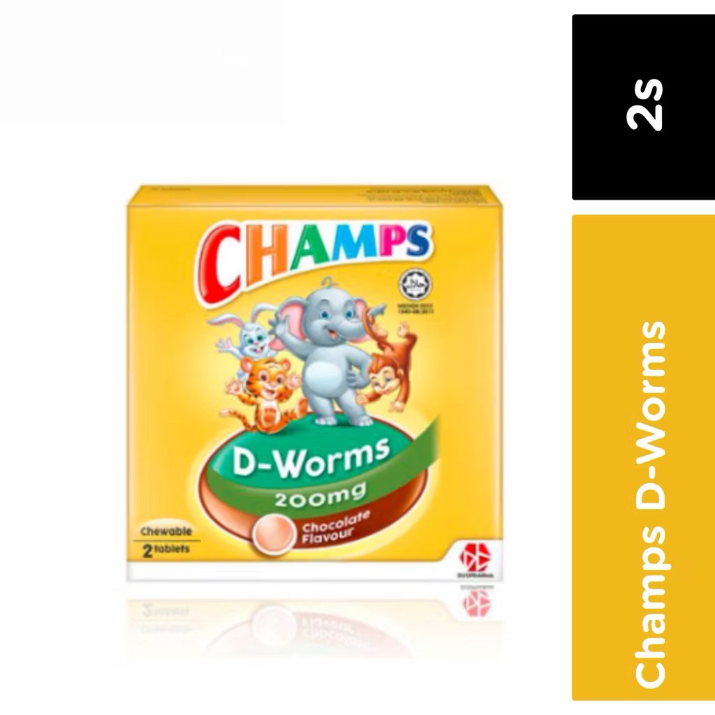 Champs D-Worms Obat Cacing Tablet Rasa Coklat untuk Anak dan Dewasa