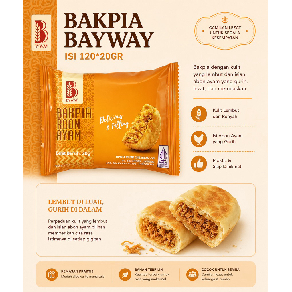 BAKPIA ABON AYAM | BAKPIA BYWAY | BAKPIA LEMBUT | ISI 120 PCS