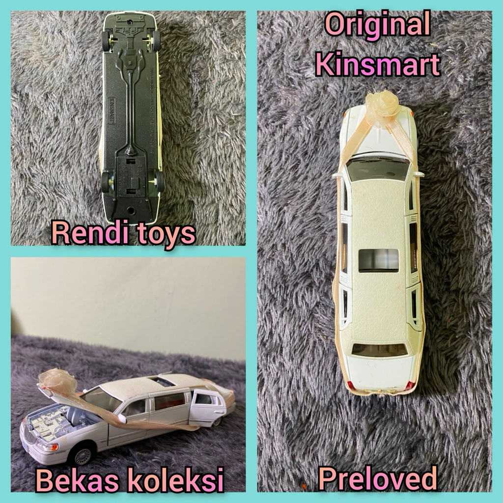 Kinsmart 1999 Lincoln Town Car Stretch Limousine putih berskala 1:38 | Bekas Koleksi | Rendi Toys