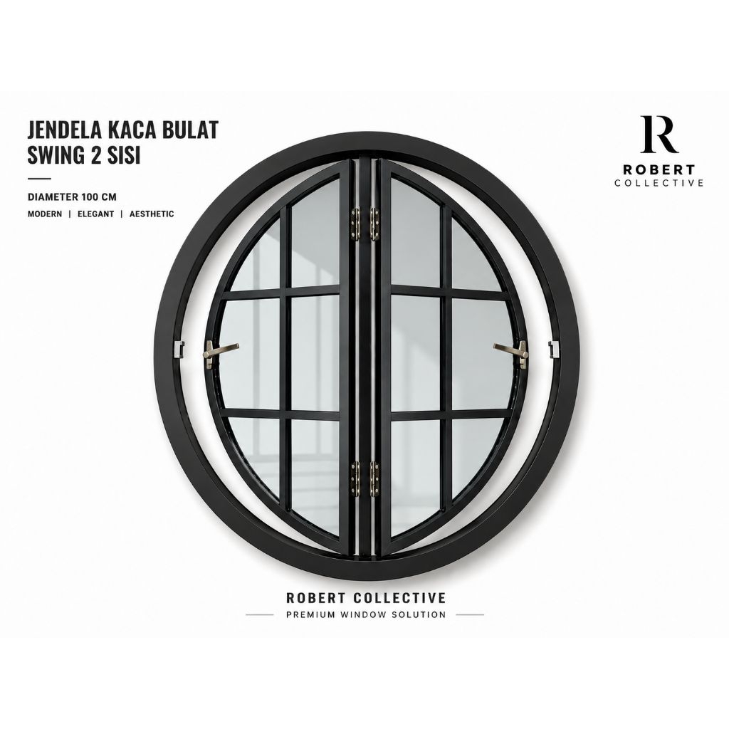 KACA JENDELA BULAT 80 SWING - KACA JENDELA MINIMALIS - KACA JENDELA BULAT KEKINIAN - KACA JENDELA AE