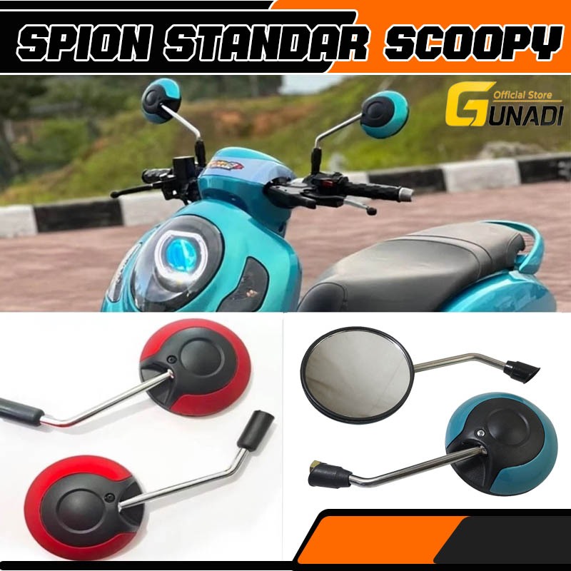 Kaca Spion Bulat Matic Honda Yamaha Scoopy /Fazzio / Fino 125 Tangkai Pendek / Tanggung Sepion Varia