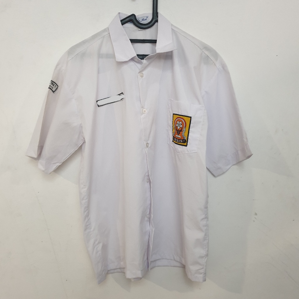 Seragam sma smp putih PL preloved osis pramuka coklat size 14 15 set bekas rok smp sd second
