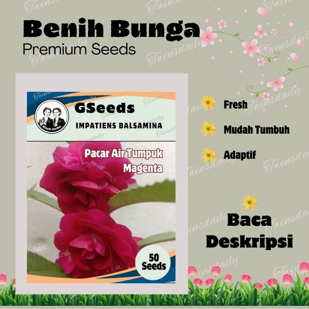 Bunga Pacar Air Tumpuk Magenta