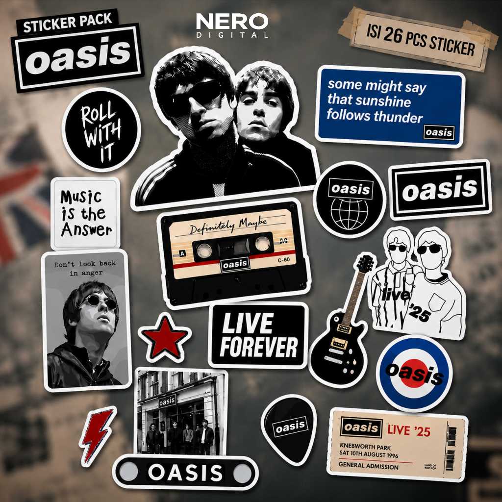 Sticker Pack OASIS | band Pack Series | Sticker Laptop HP Helm Aesthetic