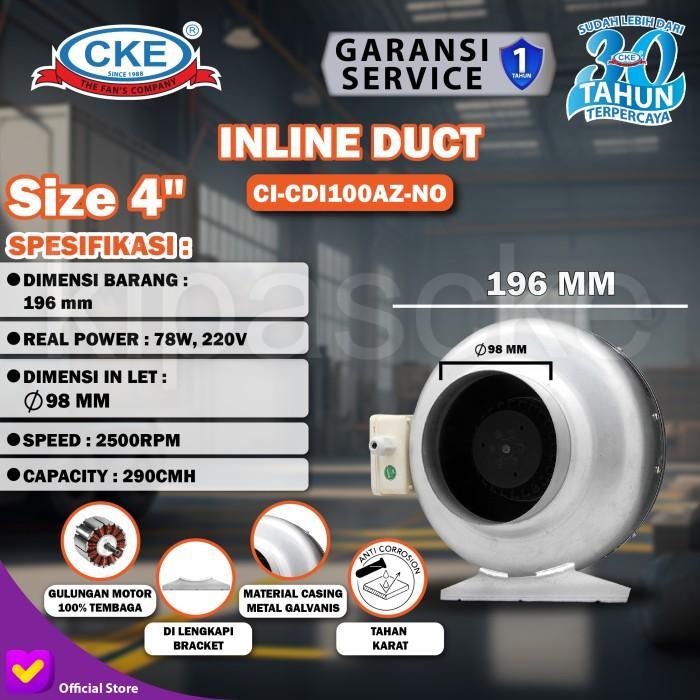 CKE Duct Inline CKE CI-CDI100 4 Inch Inline Fan Duct Fan Blower Hisap