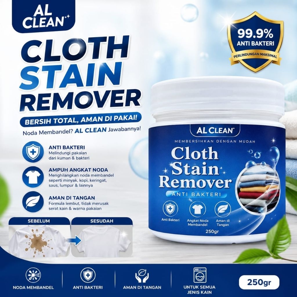 AL Clean Serbuk Pembersih Jamur Pakaian Membandel Pemutih Noda Pakaian Mencerahkan warna 250gr