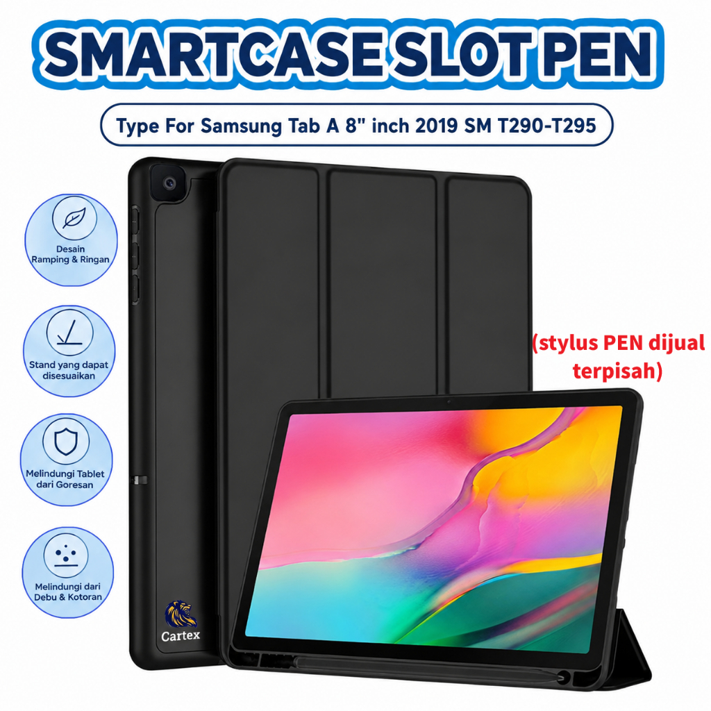 Smartcase Slot Pen Samsung Galaxy Tab A8 2019 T290 T295 / case samsung tab a8 2019 / casing samsung 