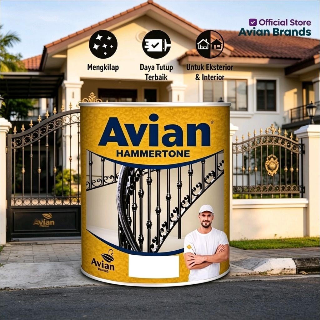 CAT PAGAR BESI RUMAH KAYU BESI MOTIF RETAK 1KG PAGAR BESI MOTIF RETAK AVIAN HAMMERTONE HAMERTON