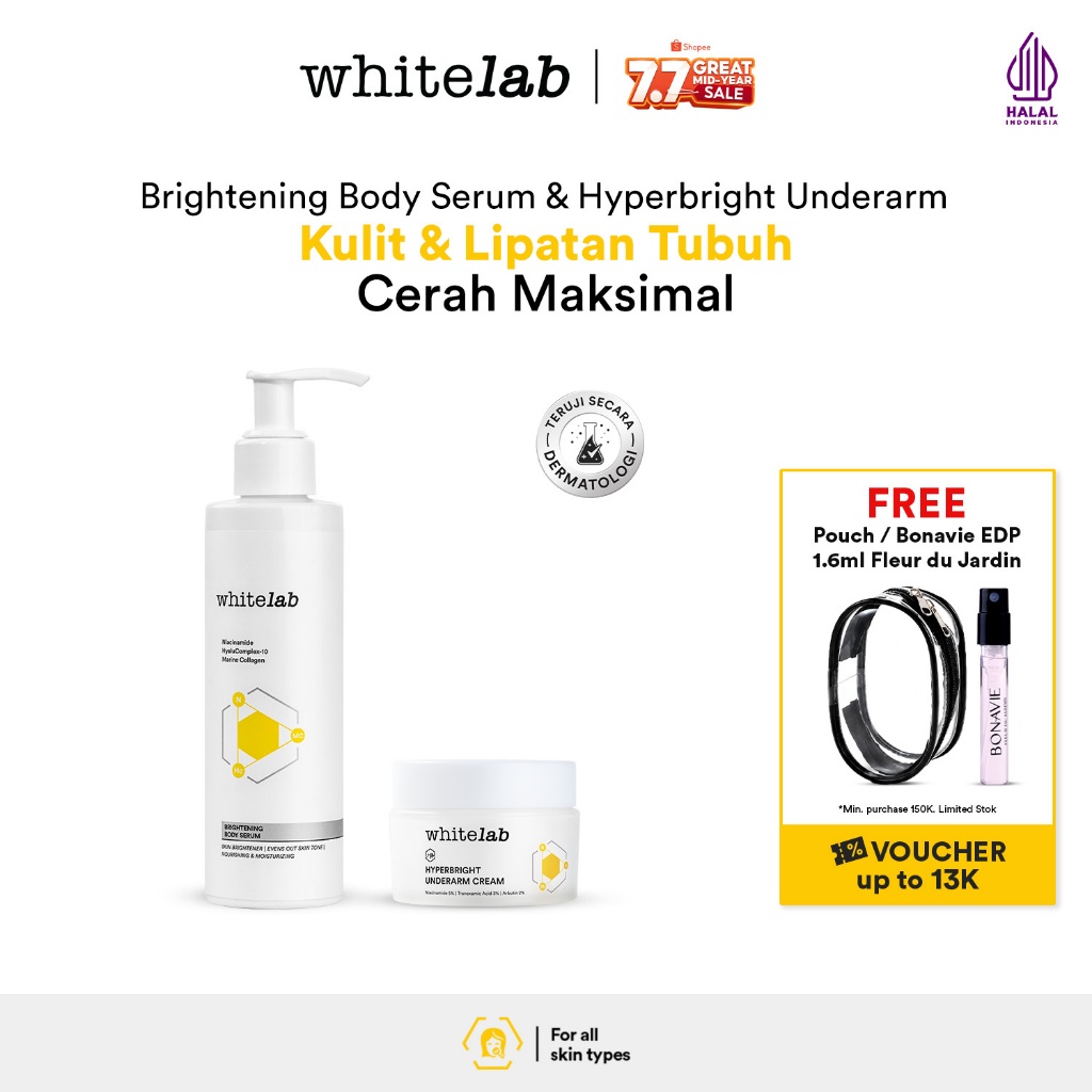 Whitelab Brightening Body Serum + Underarm - Pencerah Kulit Badan, Ketiak, Selangkangan dan Lipatan 