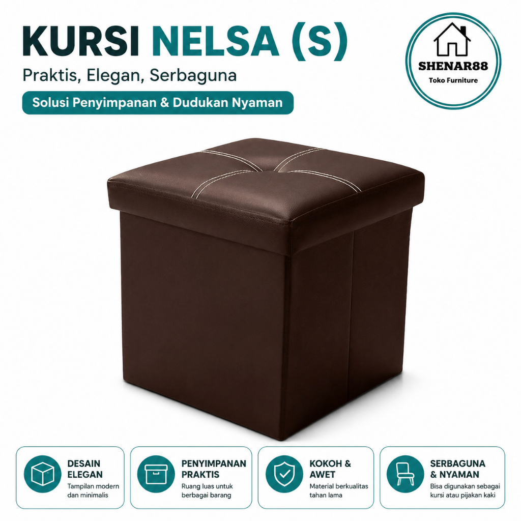 Kursi Lipat Ottoman Kotak Multifungsi Bangku Penyimpanan Foldable Stool Box Storage Jok Duduk