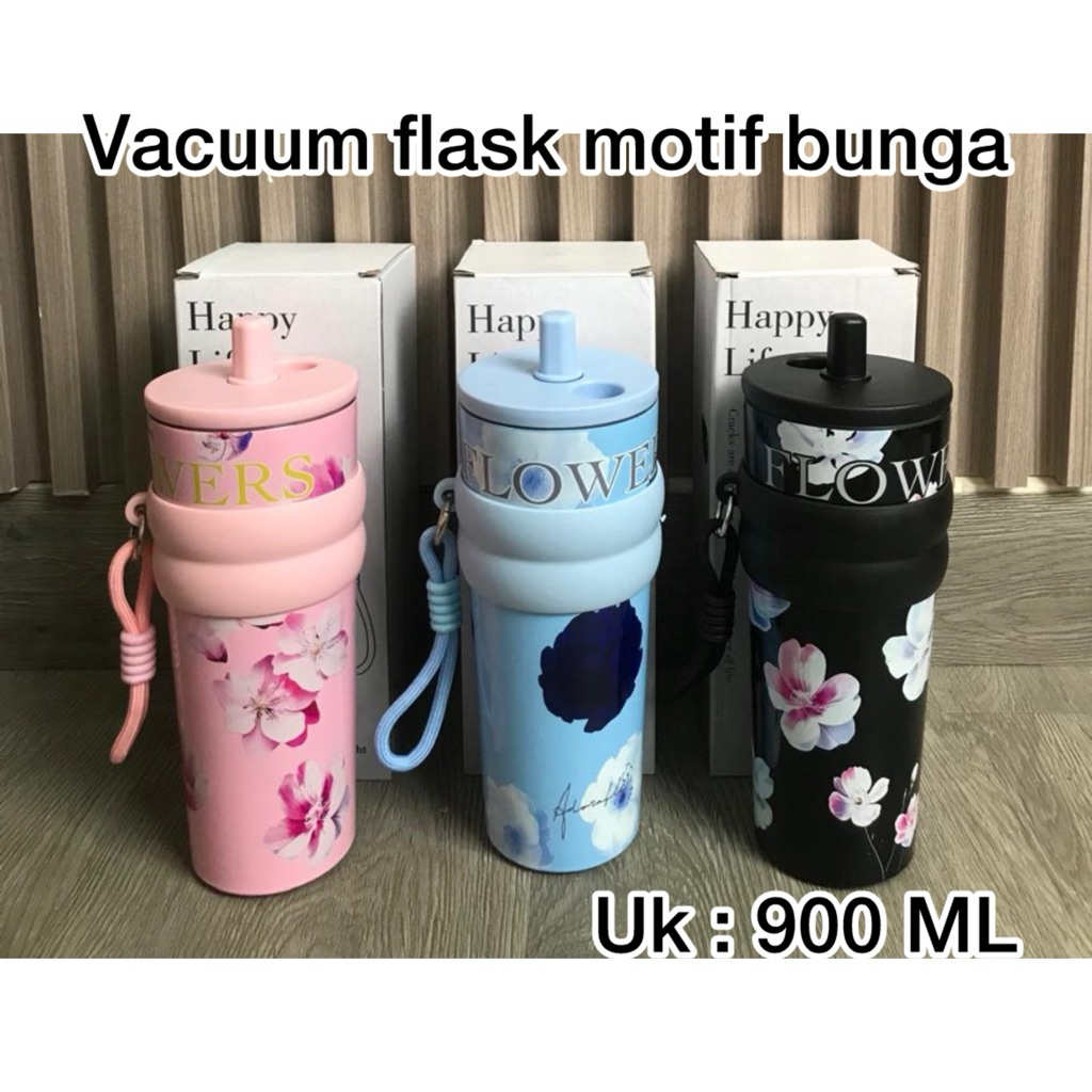 vacuum flask motif bunga 900ML
