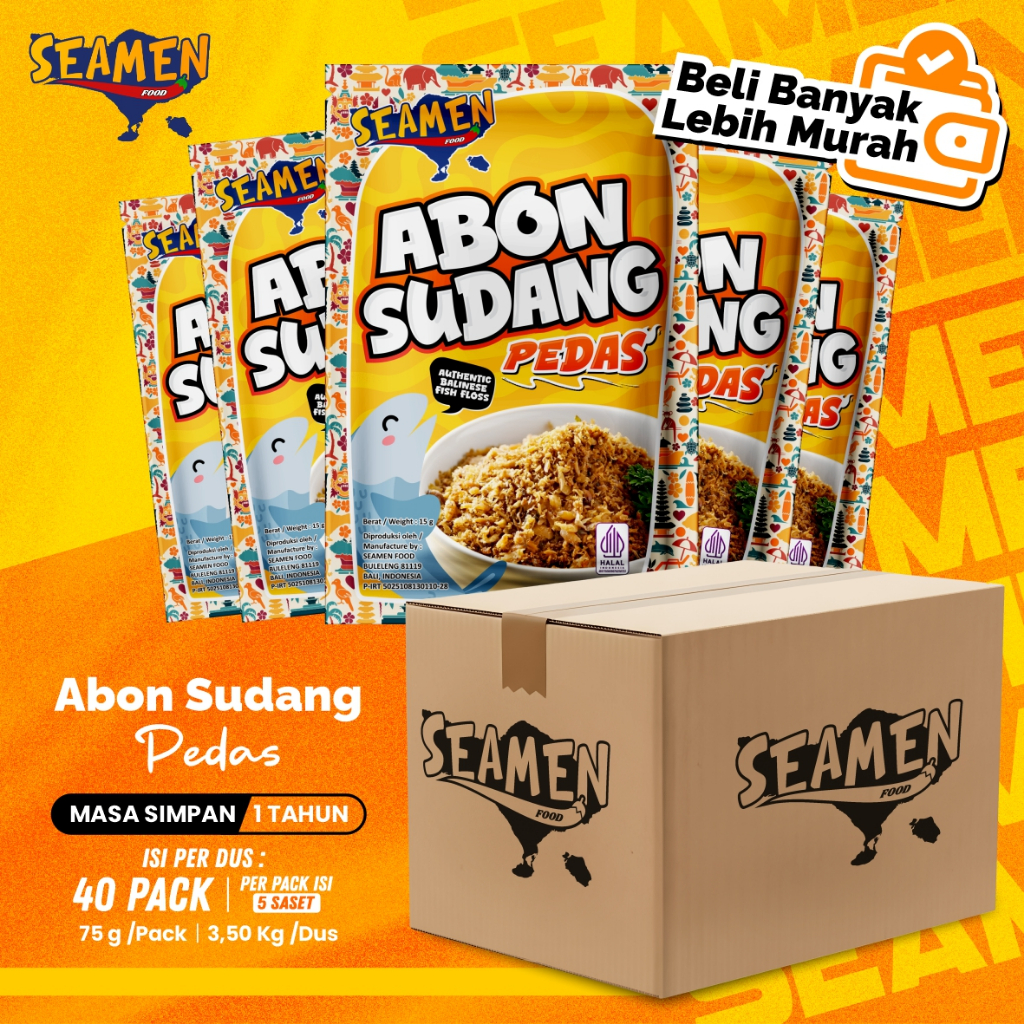 DUS SASET ABON SUDANG PEDAS isi 40 PACK. Masa Simpan 1 Tahun