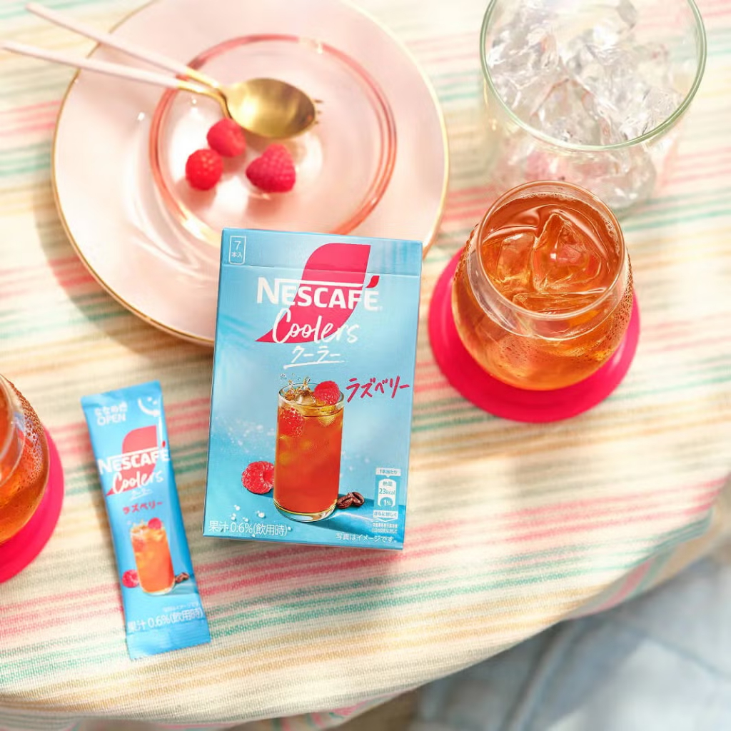 Nescafe Coolers Stick Coffee 7 Sachet Lemon Raspberry Instant Iced Coffee Jepang Larut dengan Air Di