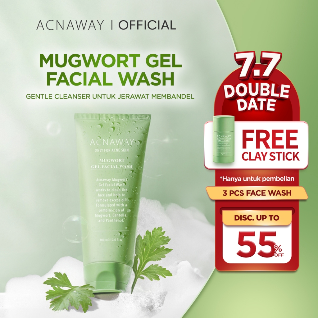 [FREE CLAYSTICK] ACNAWAY Mugwort Gel Facial Wash - Acne Friendly Gentle Cleanser Sabun Cuci Muka Unt