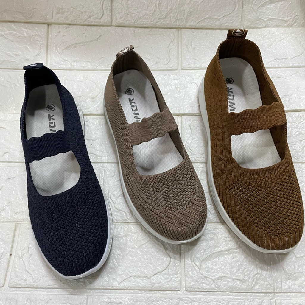 Sepatu Wanita Casual Daily KDM Wanita Tali Tengah Sepatu Running Santai Wanita Wedges 3 cm