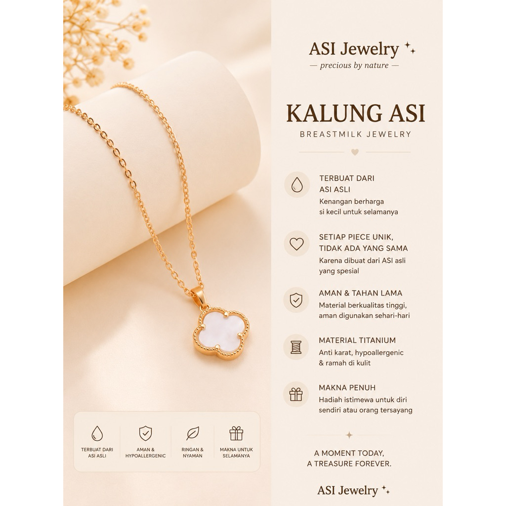 Breastmilk Memorial Jewelry – Kalung ASI Custom Clover