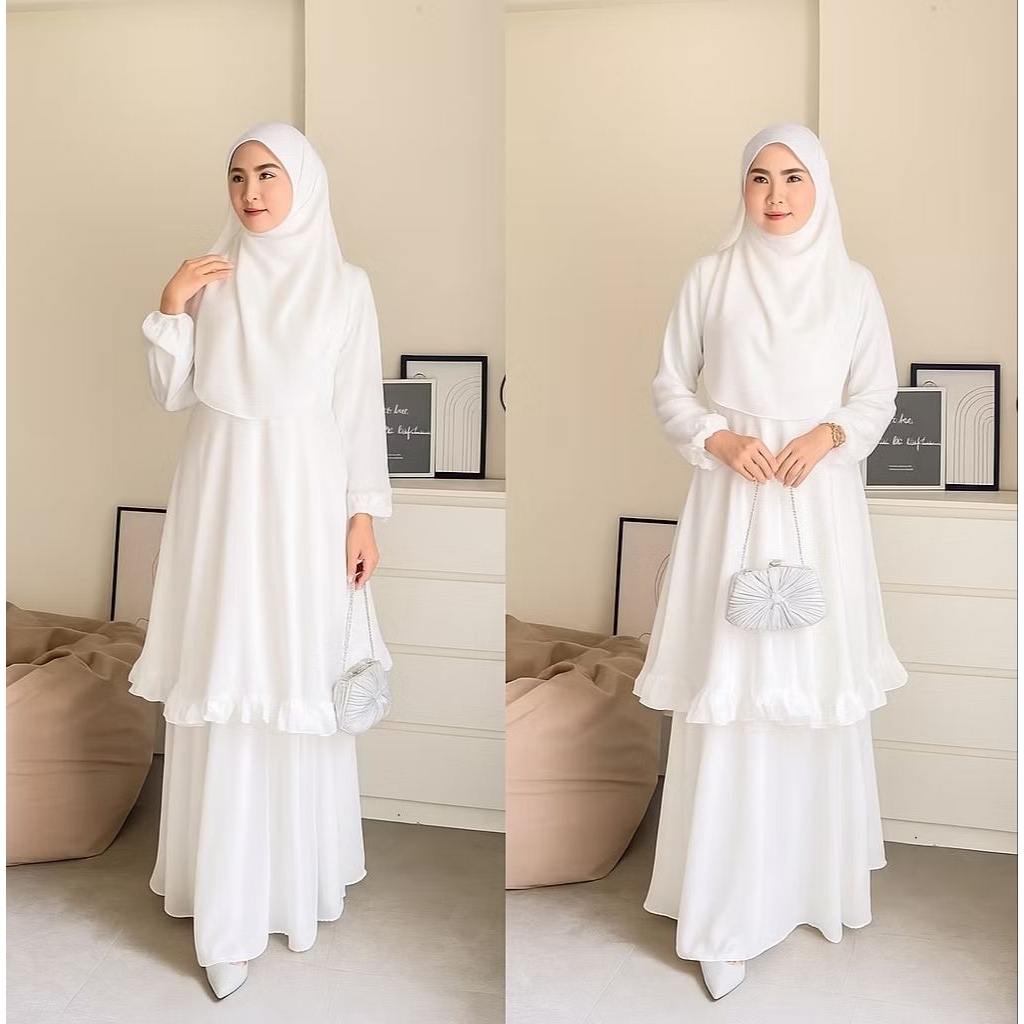 Gamis Malaysia Ainun Khusus Putih