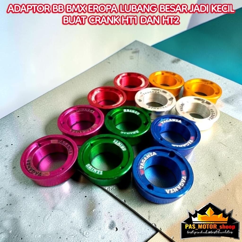 Adaptor bb bmx eropa lubang besar jadi kecil / buat crank ht1 ht2 plus baut 2 Adaptor bb BMX