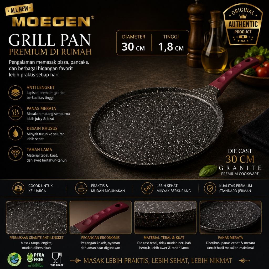 Moegen Germany Grill Pan 30 cm Granite Series