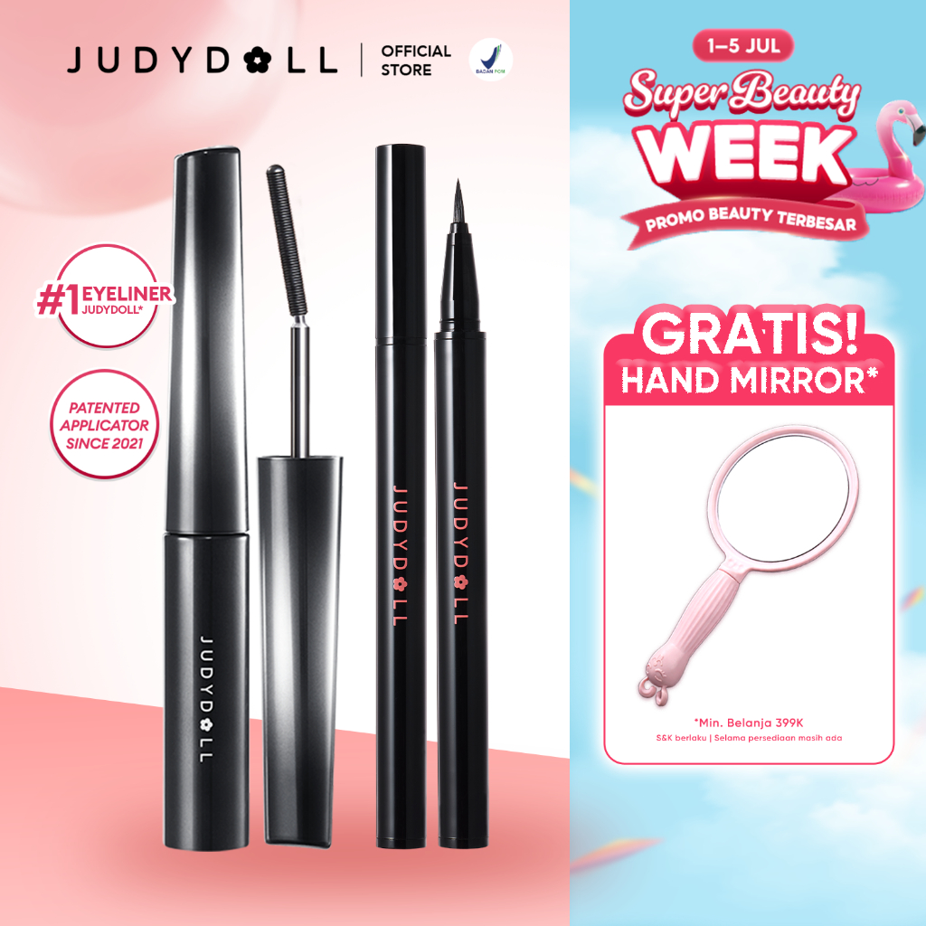 (BUNDLE) Judydoll Curling Iron Mascara + Ink Glider Eyeliner - Maskara Besi Volumizing Eyeliner Hita