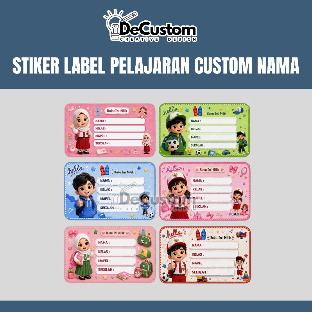 (ISI 22) STIKER NAMA | STIKER MATA PELAJARAN | STIKER LABEL NAMA DAN MATA PELAJARAN CUSTOM