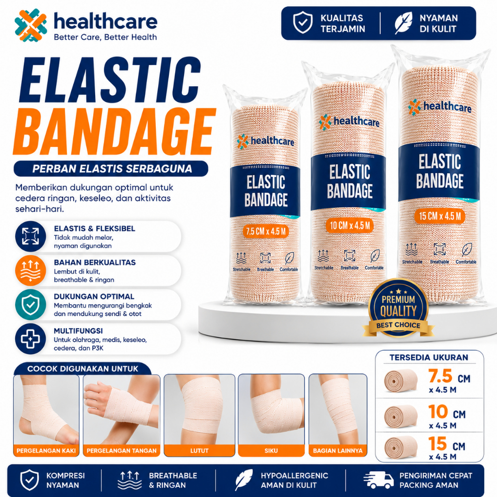 Elastic Bandage Healthcare Perban Elastis Verban Elastis Stretch Bandage Cedera Olahraga Keseleo Pem