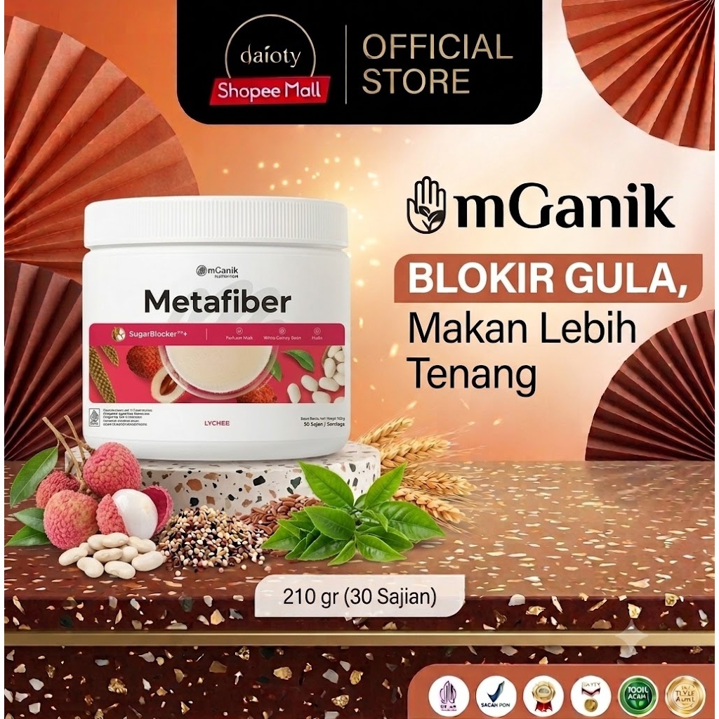mGanik Metafiber 7 Sachet LECI - Suplemen Serat Diabetes Alami