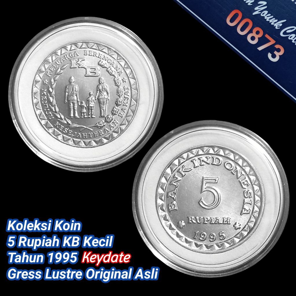 UKI095Coin 5 Rupiah KB Kecil Thn 1995 Keydate/Langka Gress Baru Unc Original Dari Roll Asli BI