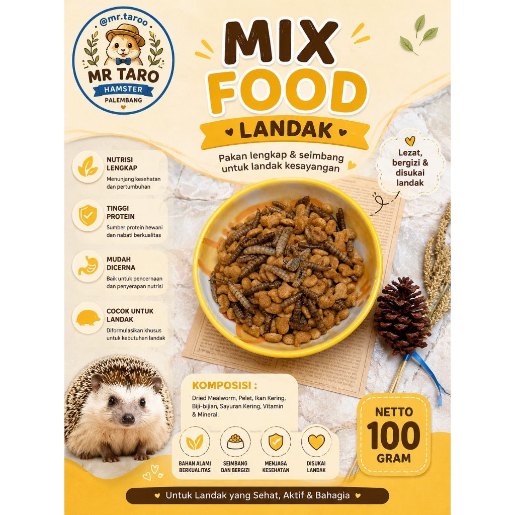 MIX FOOD LANDAK 100 GRAN - MAKANAN LANDAK