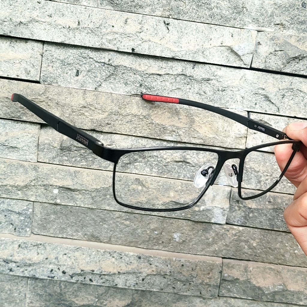 Kacamata Baca dan Jalan Lensa Progresif Blueray Photocromic Bluecromic Full Rim Titanium F8506
